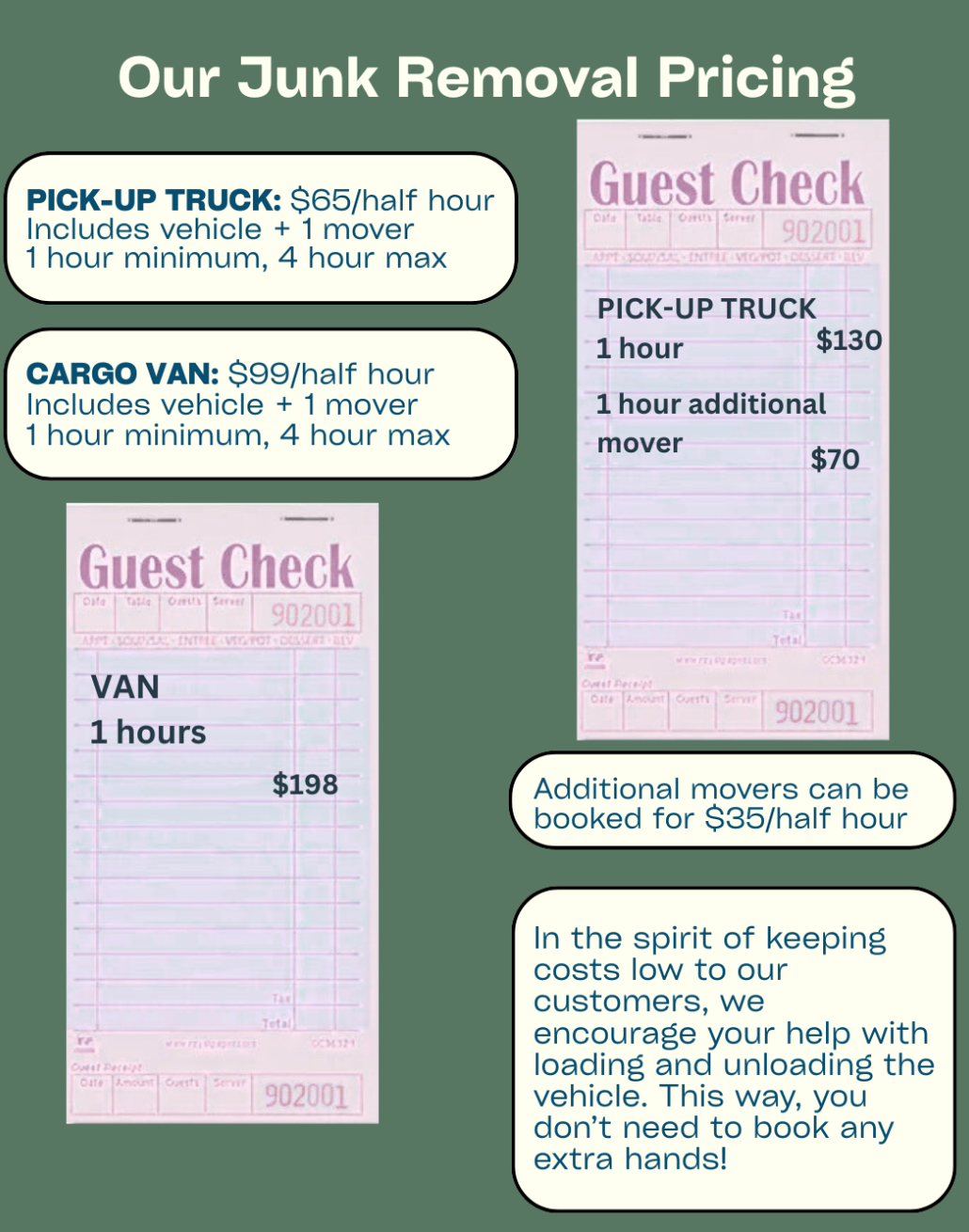 Clean Move Junk Removal Pricing Details
